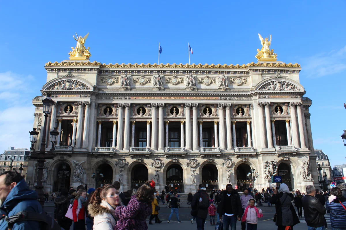 The principal façade of the Palais Garnier, home of the Paris Opera Ballet.
