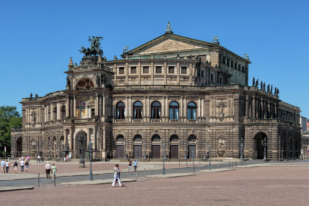 The Semperoper on Theaterplatz in Dresden.